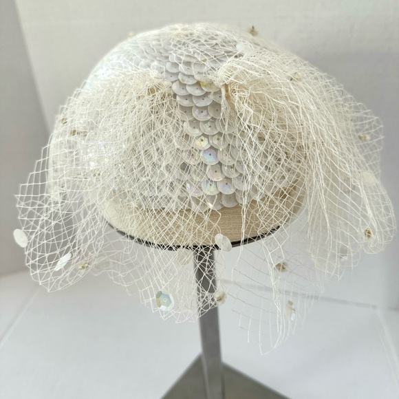 Whittaker & Javits Veil Tulle Sequin VINTAGE Hat B#27 - Picture 3 of 12